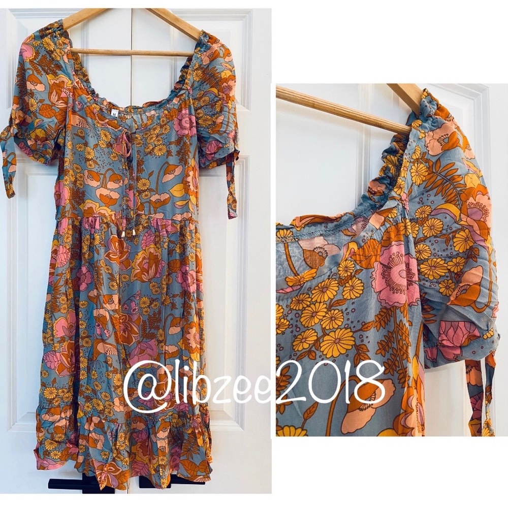 Boho Chic Floral A-Line Mini Dress NEW - Picture 12 of 15